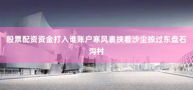 股票配资资金打入谁账户寒风裹挟着沙尘掠过东盘石沟村